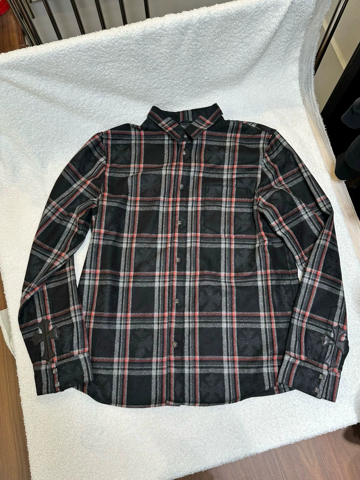 Chrome Hearts cross-patterned cashmere shirt