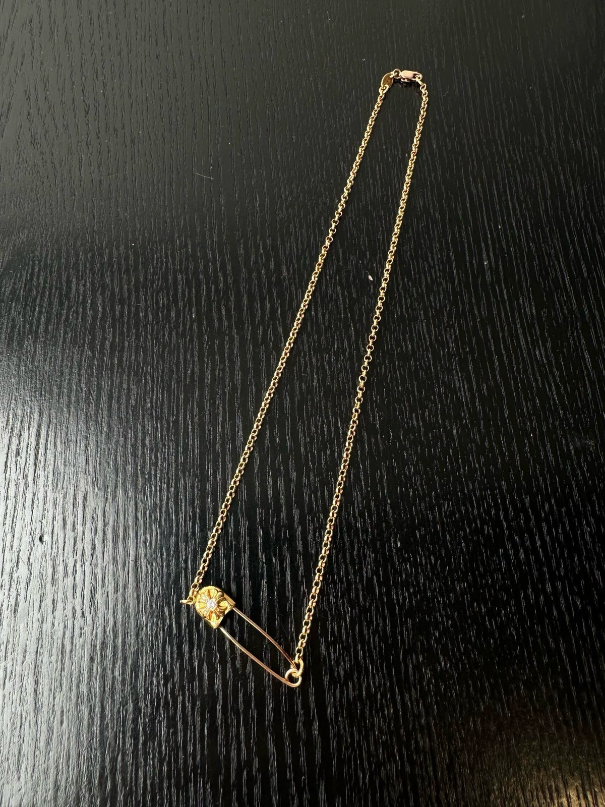 Chrome Hearts 22k Gold Diamond Brooch Rollchain Necklace