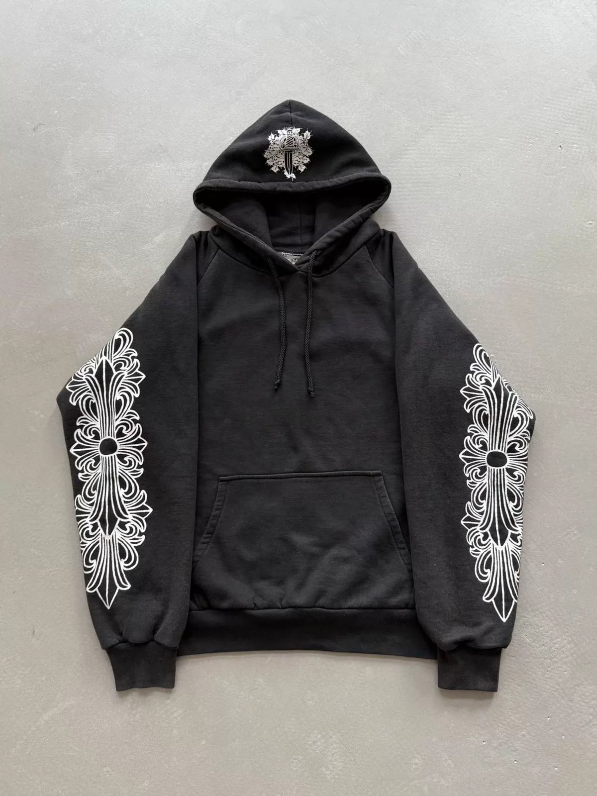 Chrome Hearts floral print hoodie with horseshoe print on the back