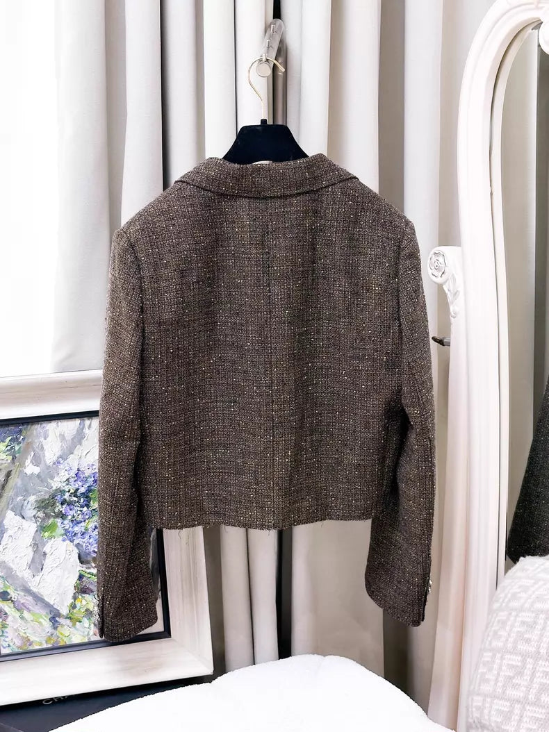 Chanel 26S dark brown tweed blazer