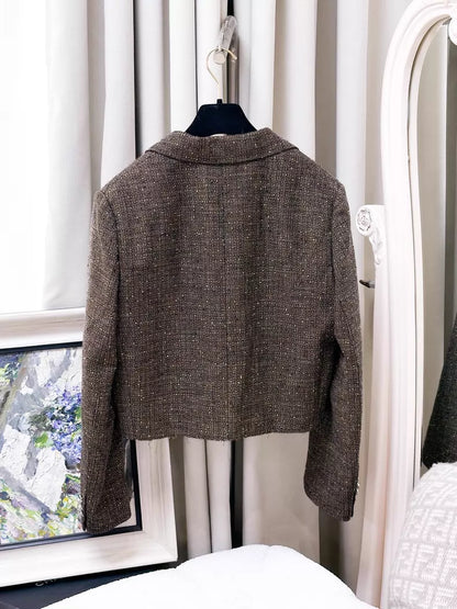 Chanel 26S dark brown tweed blazer