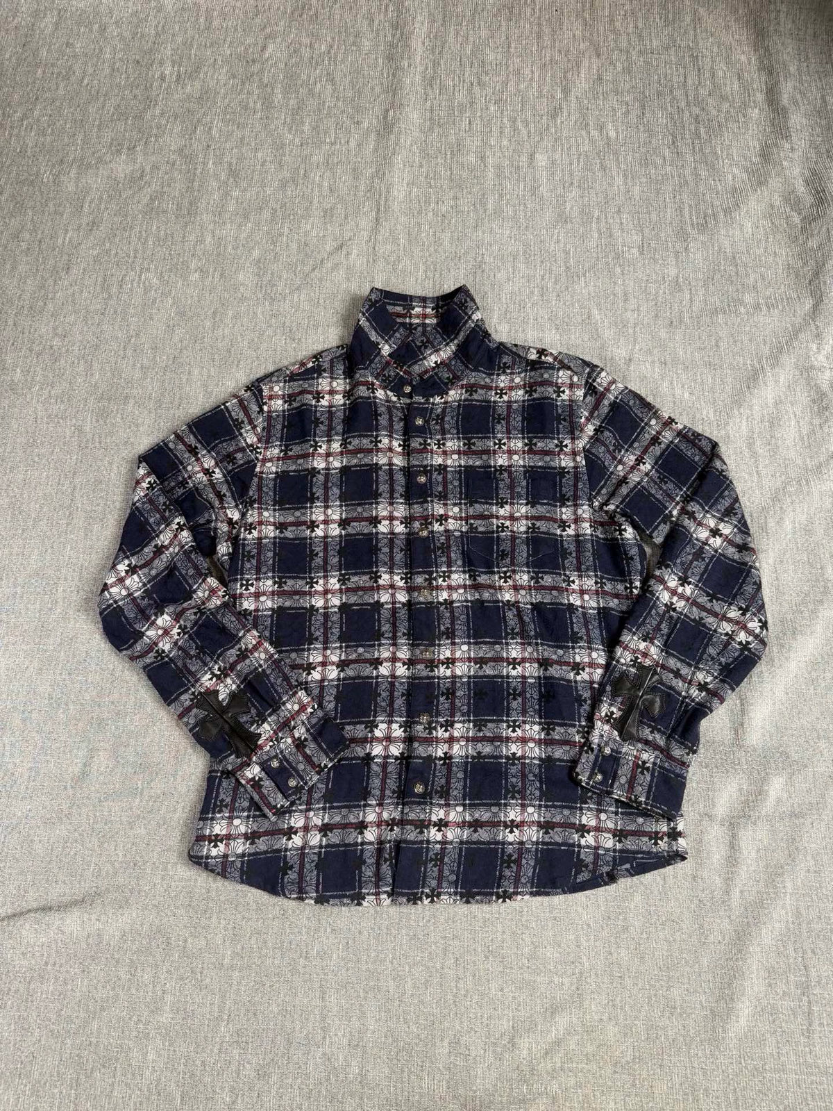 Chrome Hearts blue cross-pattern all-over print shirt/jacket