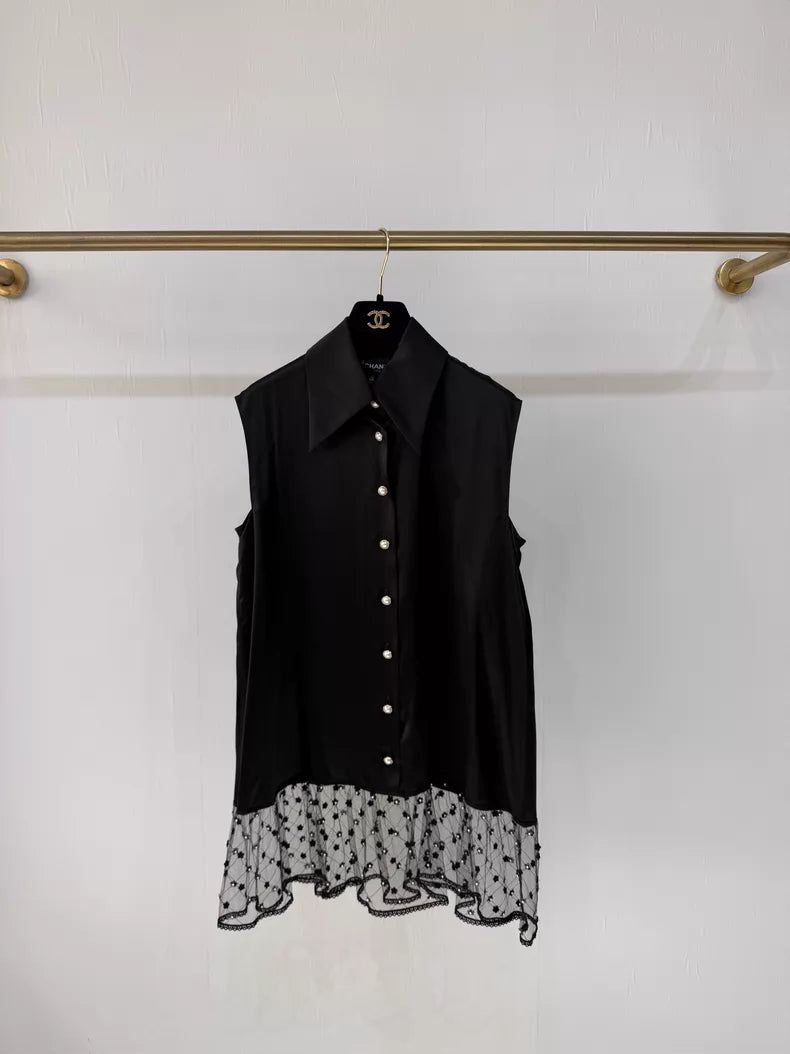 Chanel 24K black satin shirt