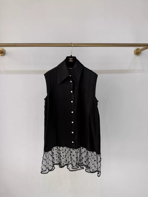 Chanel 24K black satin shirt