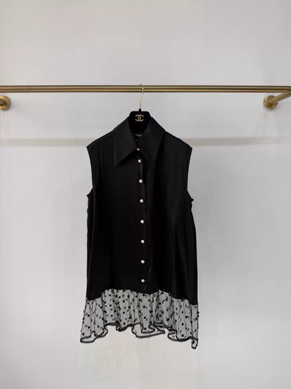 Chanel 24K black satin shirt