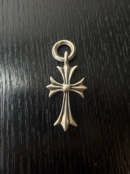 Chrome Hearts Sterling Silver Diamond Tiny Cross Pendant