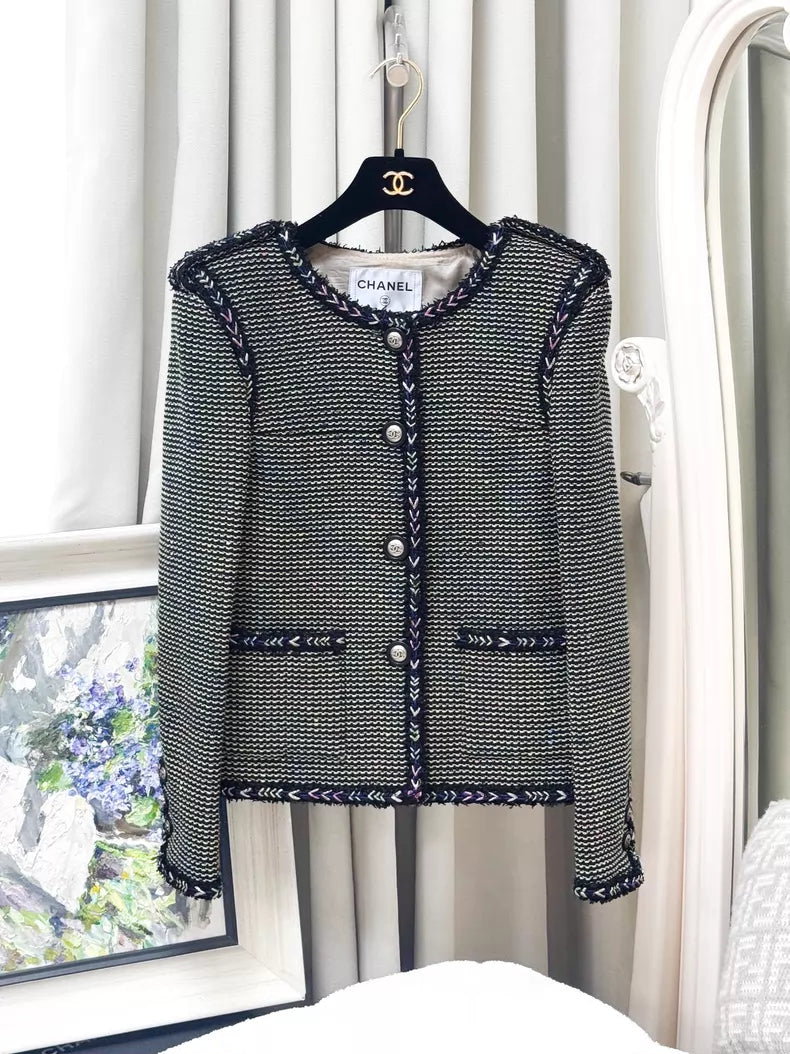Chanel 16p blue colorful tweed jacket