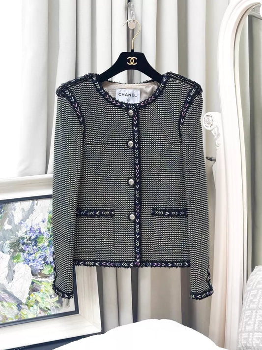 Chanel 16p blue colorful tweed jacket