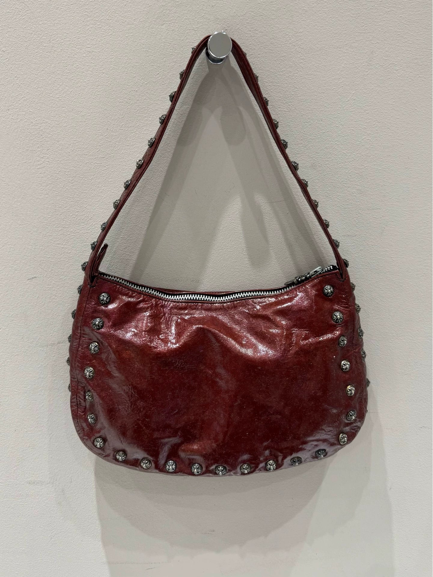 Chrome Hearts red patent leather Hobo Shoulder Bag