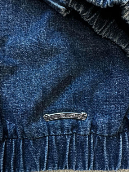 Chrome Hearts blue denim half-zip hoodie jacket
