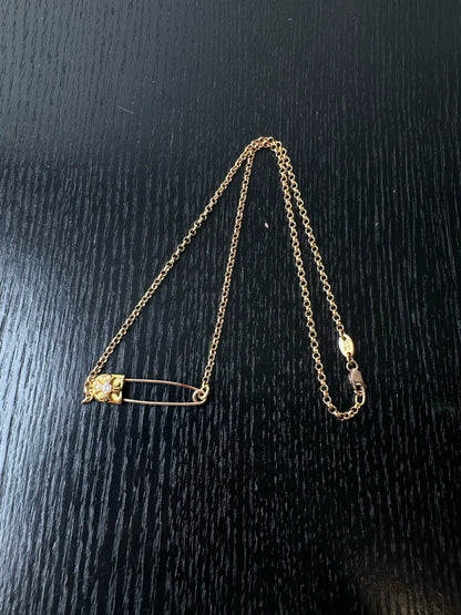 Chrome Hearts 22k Gold Diamond Brooch Rollchain Necklace