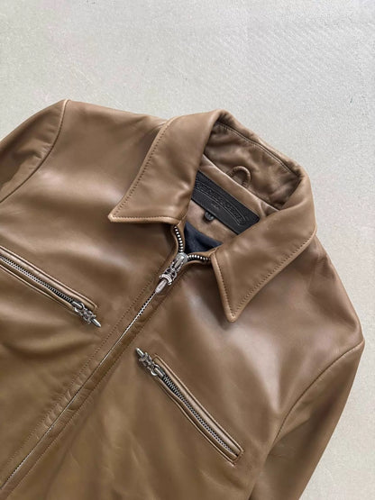 Chrome Hearts Fleur Flame-Patterned Zipper Leather Jacket