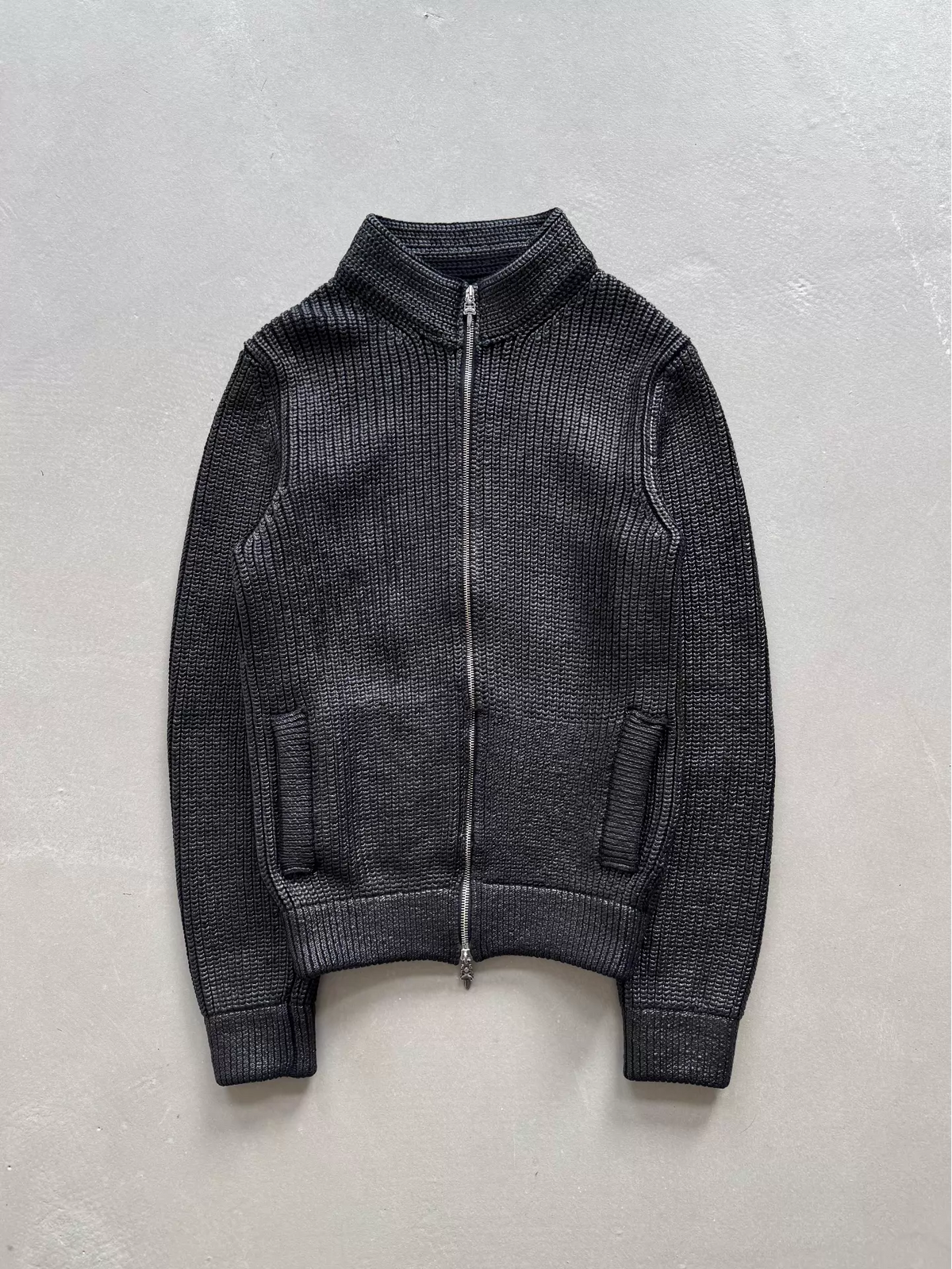 Chrome Hearts wool knit special coated scout patch leather Jacket