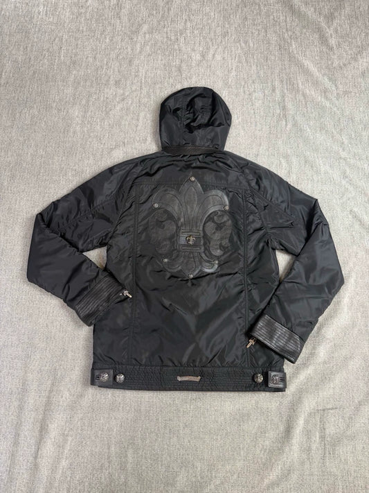 Chrome Hearts black nylon and leather scout patch hooded Jacket