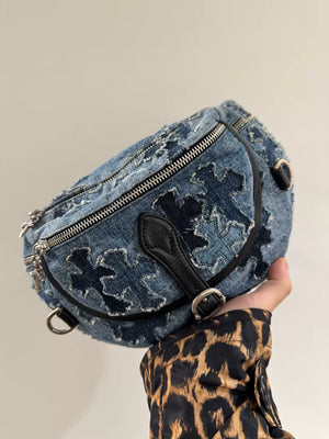 Chrome Hearts Large Denim Cross Patchwork Bag