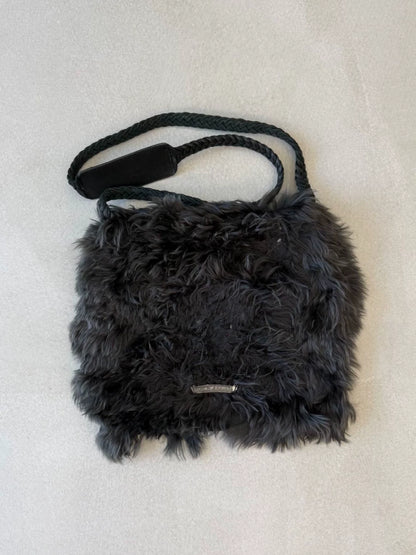 Chrome Hearts BS Scout Flower Silver Cross Appliqué Fur Sheath Crossbody Bag