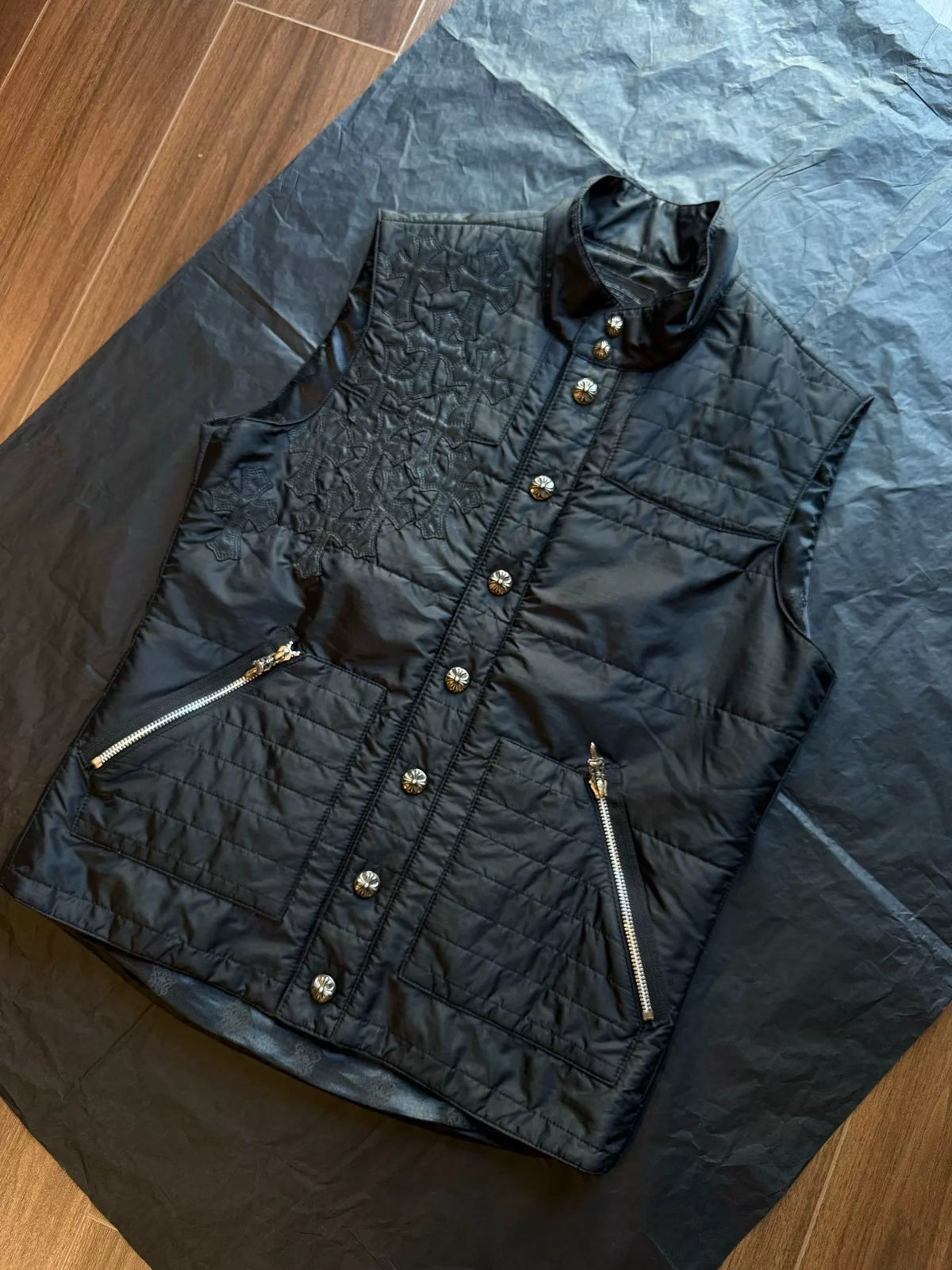 Chrome Hearts multi-cross patchwork leather vest