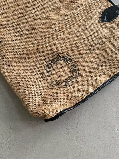 Chrome Hearts horseshoe print woven beach tote bag