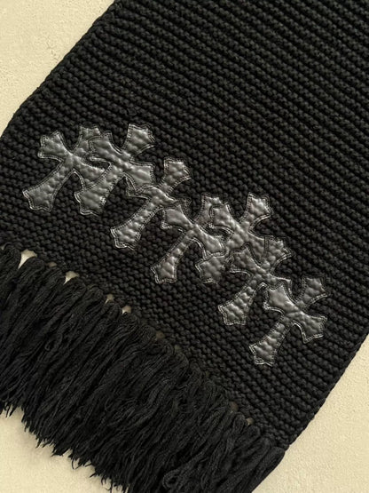 Chrome Hearts Black Multi-Cross Appliqué Cashmere Scarf
