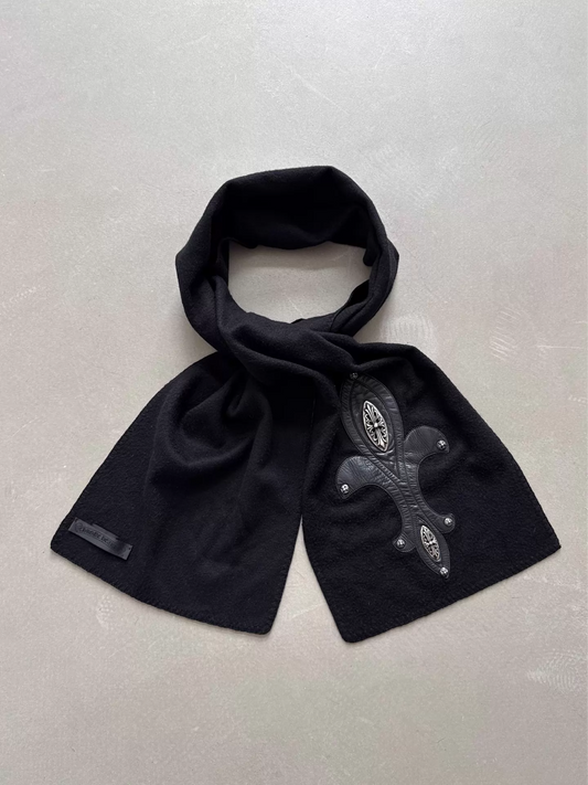 Chrome Hearts Iris Silver Embroidered Cashmere Scarf