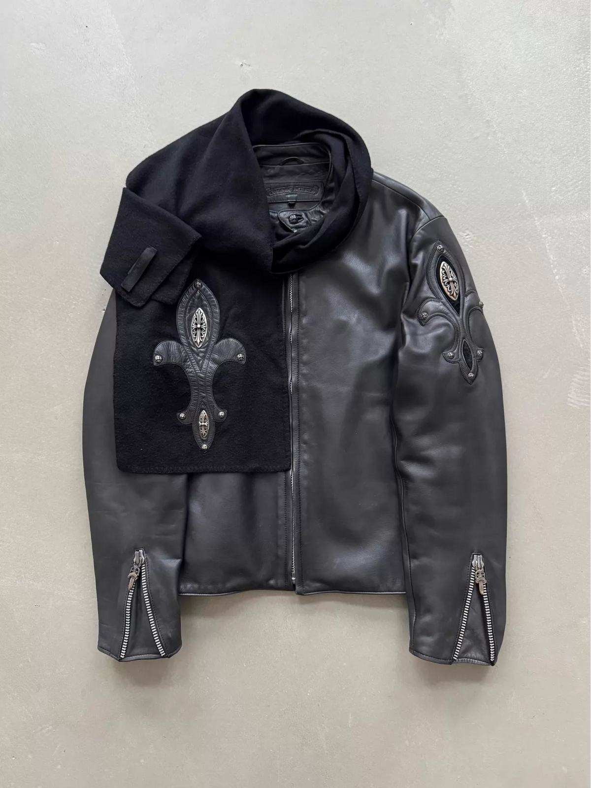 Chrome Hearts Iris Silver Embroidered Cashmere Scarf