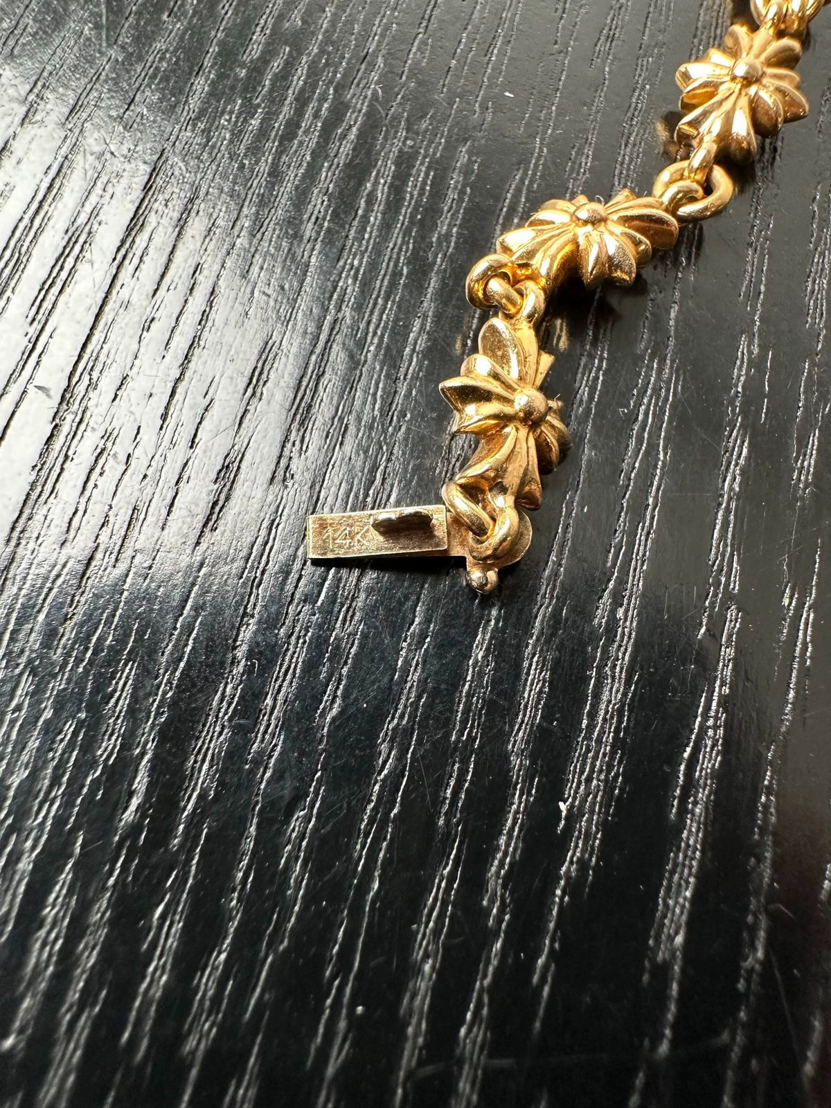 Chrome Hearts 22k Gold Diamond Tiny E Chain Necklace