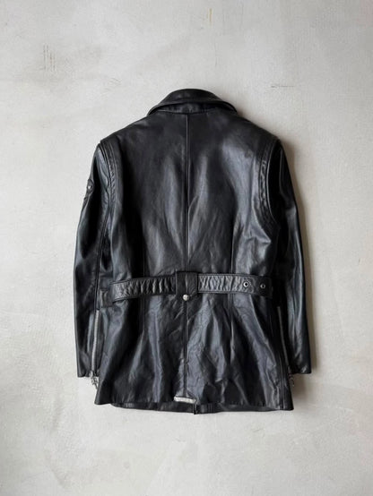 Chrome Hearts Vine Heart Silver Embroidered Detachable Scroll Belt Leather Jacket