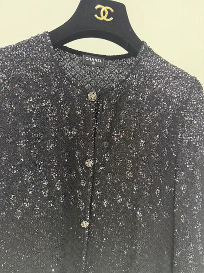 Chanel 25P black cardigan