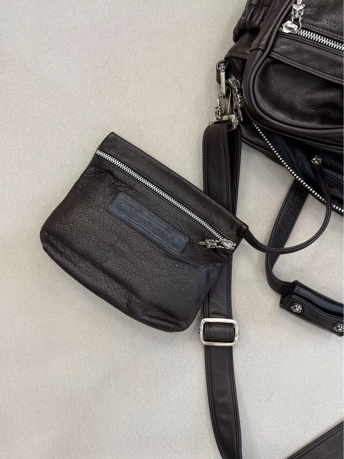Chrome Hearts Scout Flower Silver-plated Leather Handbag & Crossbody Travel Messenger Bag