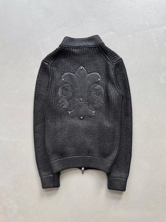 Chrome Hearts wool knit special coated scout patch leather Jacket
