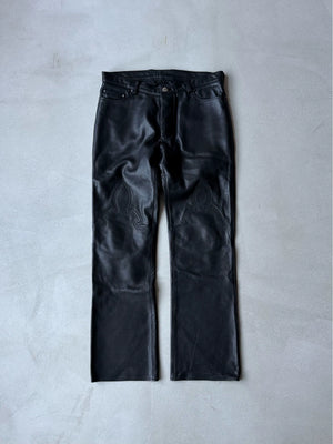 Chrome Hearts OG Leather Fleur Knee Flame Leather Pants