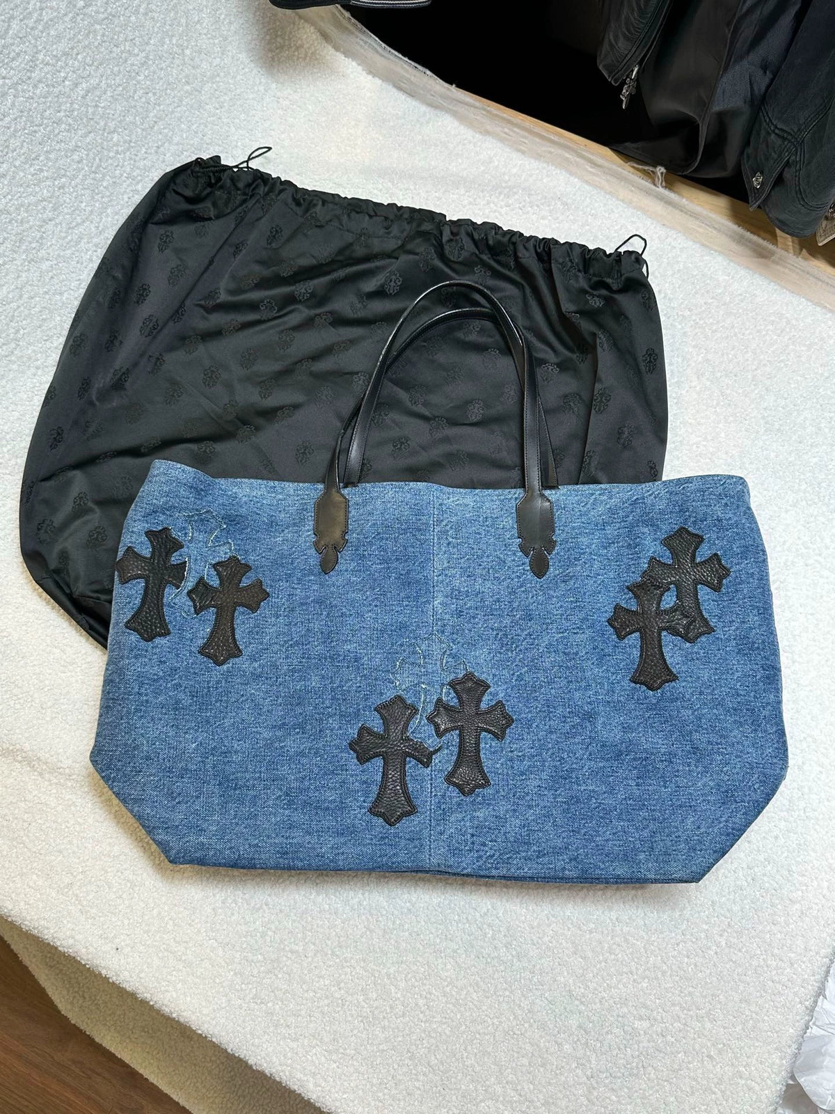Chrome Hearts denim tote bag