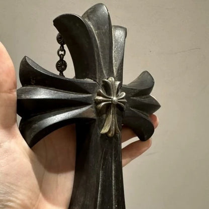 Chrome Hearts Ebony Cross Silver Chain Pendant