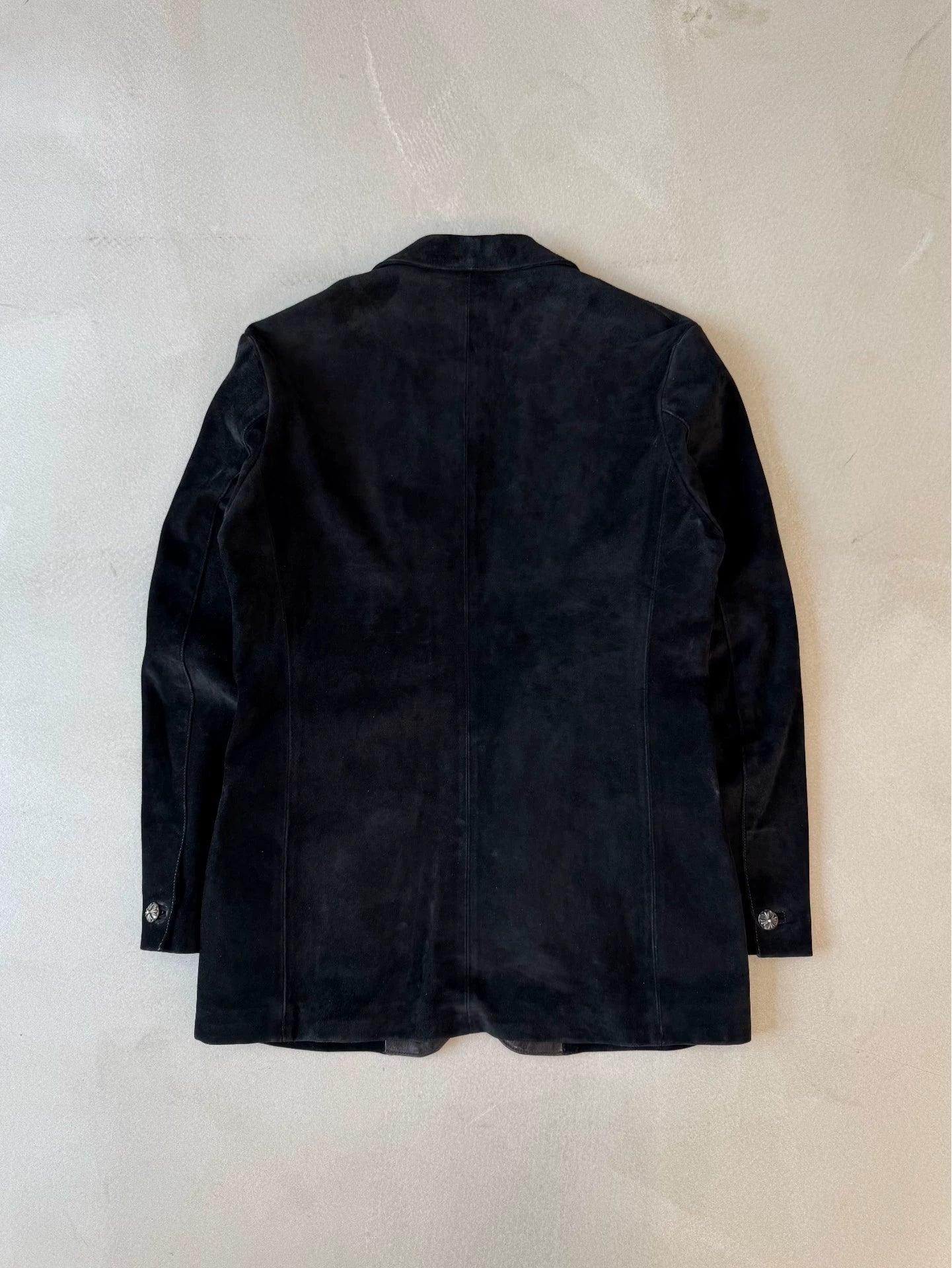Chrome Hearts Leather Collar Suede Suit Coat