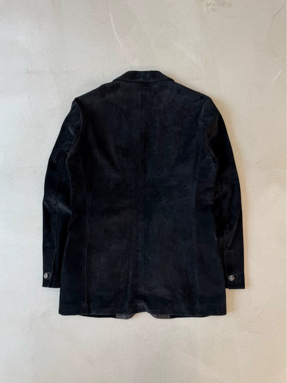 Chrome Hearts Leather Collar Suede Suit Coat