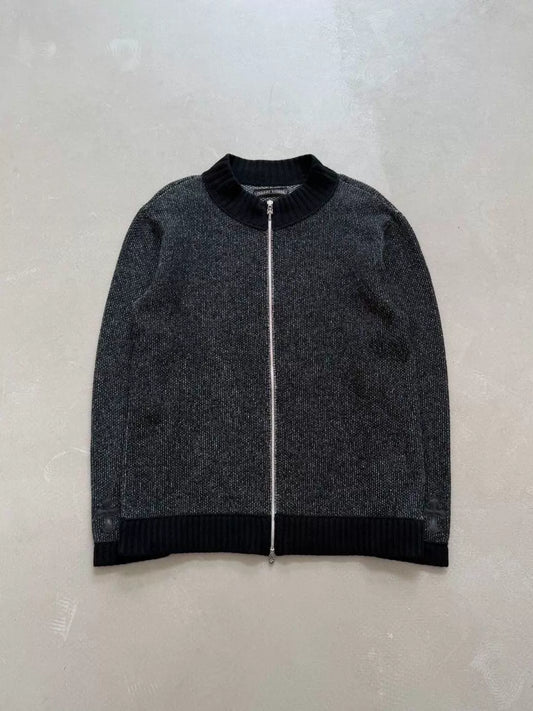 Chrome Hearts Trident Cross Appliqué Cashmere Knit Zip-Up Jacket