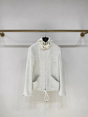 Chanel 25C white Floral Zip-Up Jacket