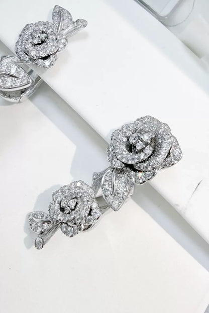 Dior Rose Bagatelle collection white gold full diamond rose earrings