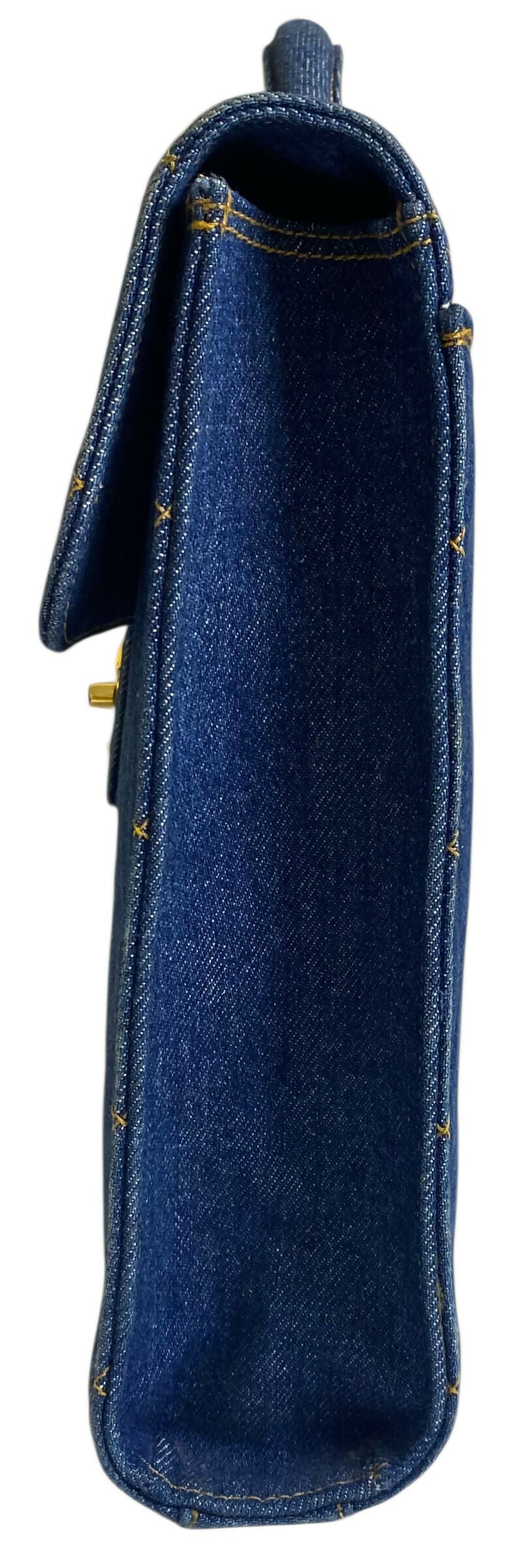 Chanel Vintage 1996 XL Blue Denim Quilted Jumbo Top Handle Briefcase Handbag