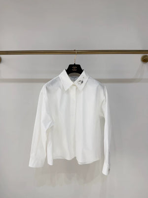 Chanel 25S sequined bird double C white shirt