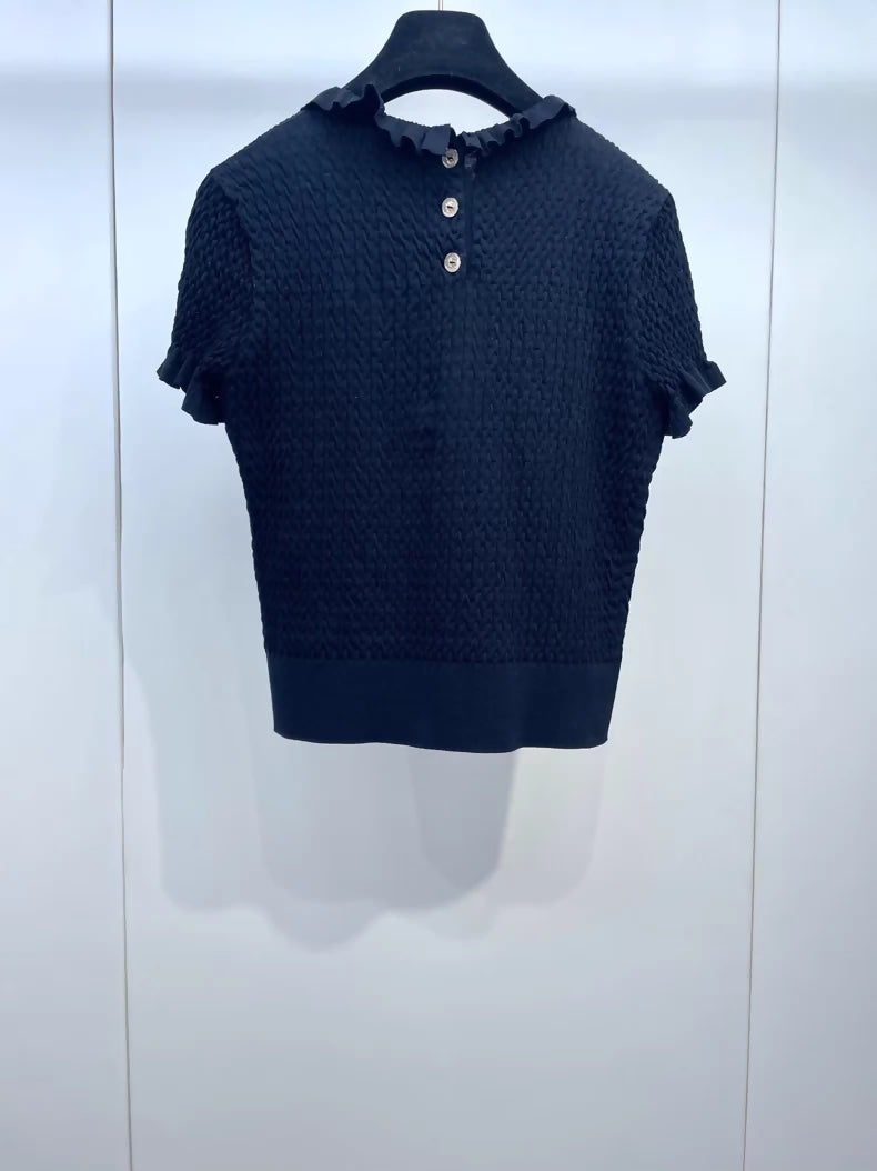 Chanel 24A black knit top