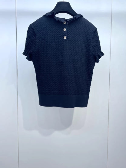 Chanel 24A black knit top