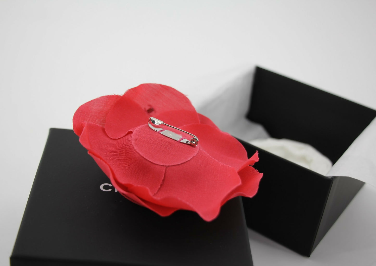 Chanel G26C Fabric Red Camellia Brooch