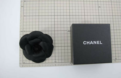 Chanel Vintage 81-85 Silk Black Large Camellia Brooch