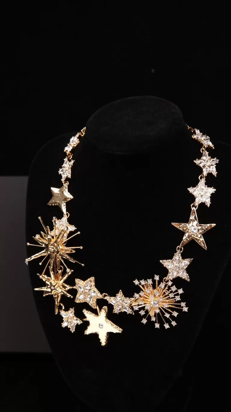 Chanel 26S Gold Fireworks and Star Choker Necklace