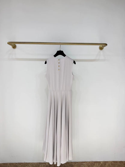 Loro Piana light purple silk dress with gold buttons