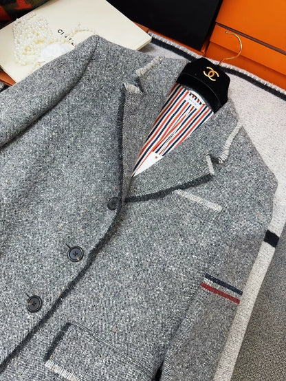 Thom Browne grey long wool coat