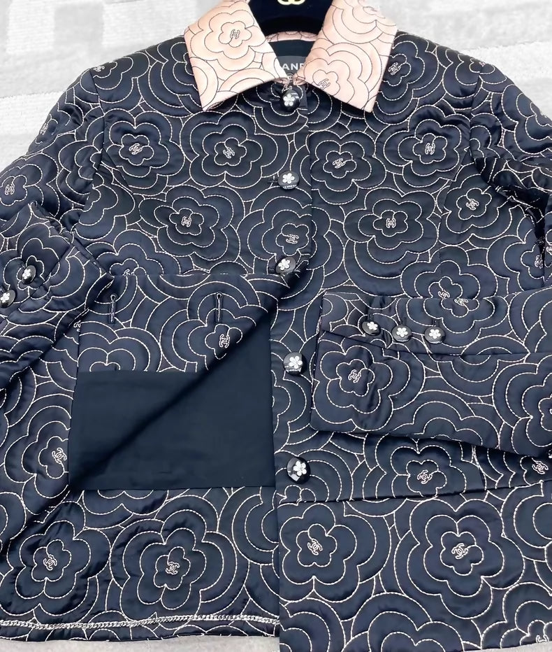 Chanel 23K Camellia Quilted Jacket