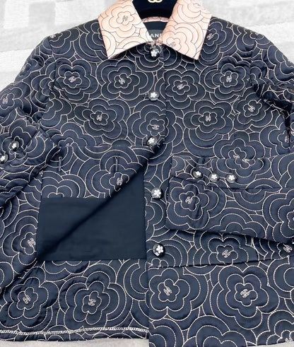 Chanel 23K Camellia Quilted Jacket