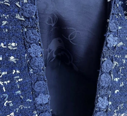 Chanel 11C Saint-Tropez Cruise Collection Navy Blue Tweed Dress FR 44